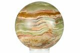 Polished Green Banded Calcite Sphere - Pakistan #301468-1